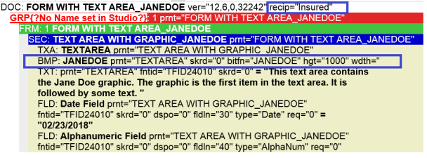 Image represents mobile output for Insured recipient including text area graphic